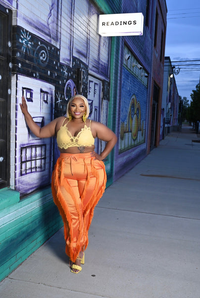 Safety Orange Fringe Pants Kim