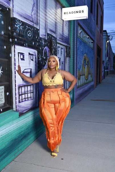 Safety Orange Fringe Pants Kim