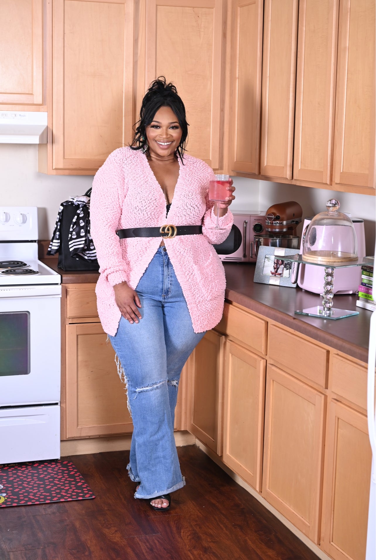 Dusty Pink Poppy Popcorn Sweater