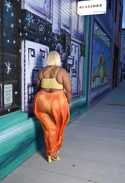 Safety Orange Fringe Pants Kim