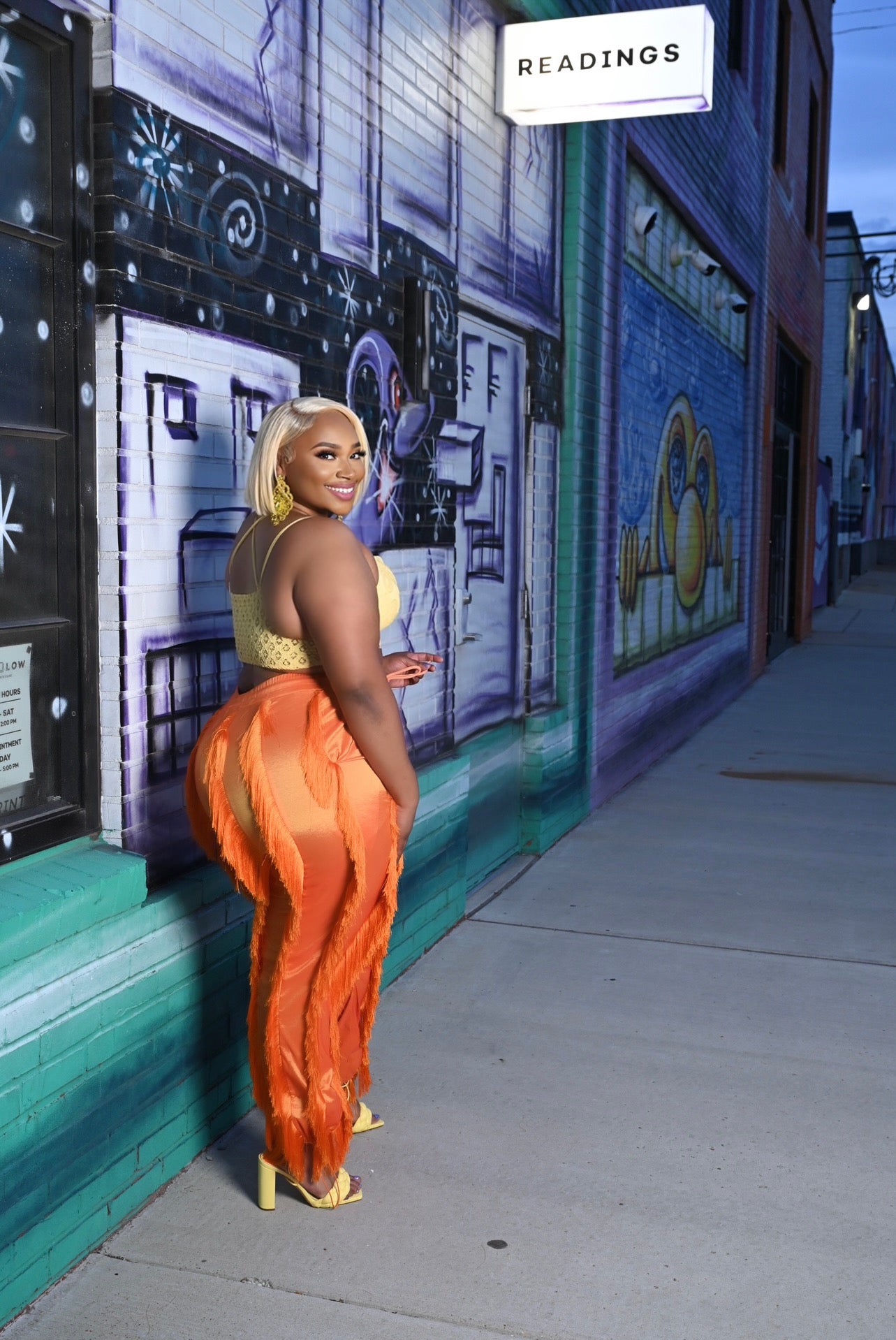 Safety Orange Fringe Pants Kim