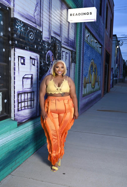 Safety Orange Fringe Pants Kim