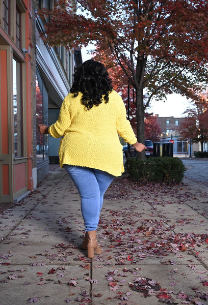 Yellow Poppy Popcorn Sweater Cardigan