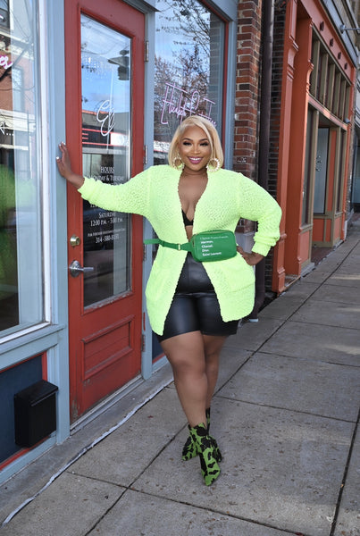 Neon Lime Poppy Popcorn Sweater