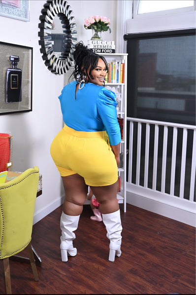 Turquoise Puff Sleeve Bodysuit