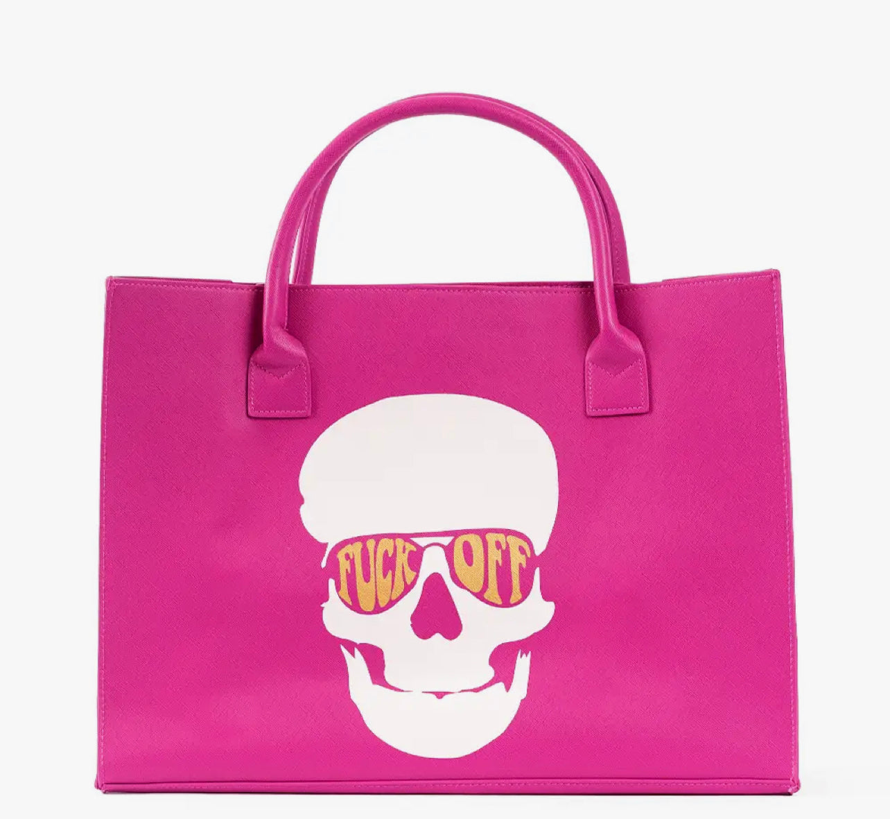 MODERN VEGAN TOTE - Skull F off (Magenta)