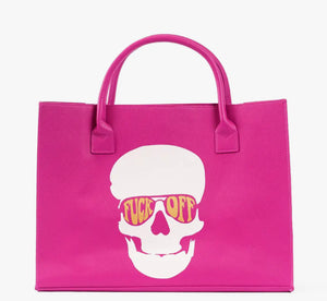 MODERN VEGAN TOTE - Skull F off (Magenta)