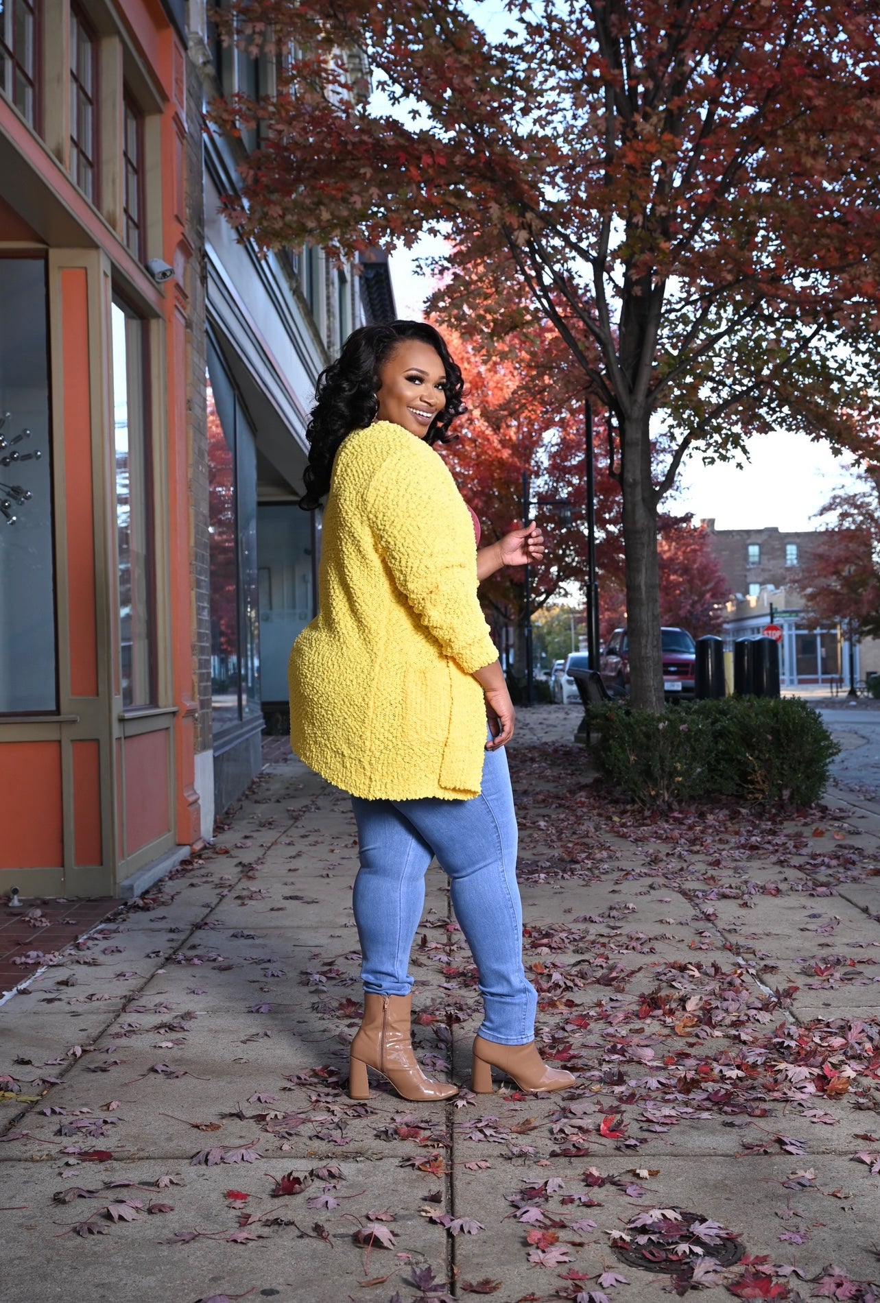 Yellow Poppy Popcorn Sweater Cardigan